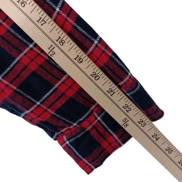 Hollister Flannel Shirt L  Women's Red Blue Plaid Button Down Cotton‎ Top - Picture 6 of 7